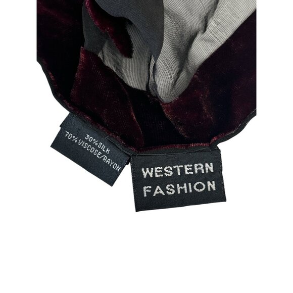 Floral Velvet Sheer Scarf With Tassels - Western Fashion 30% Silk 70% Viscose - Picture 6 of 7